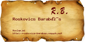 Roskovics Barabás névjegykártya